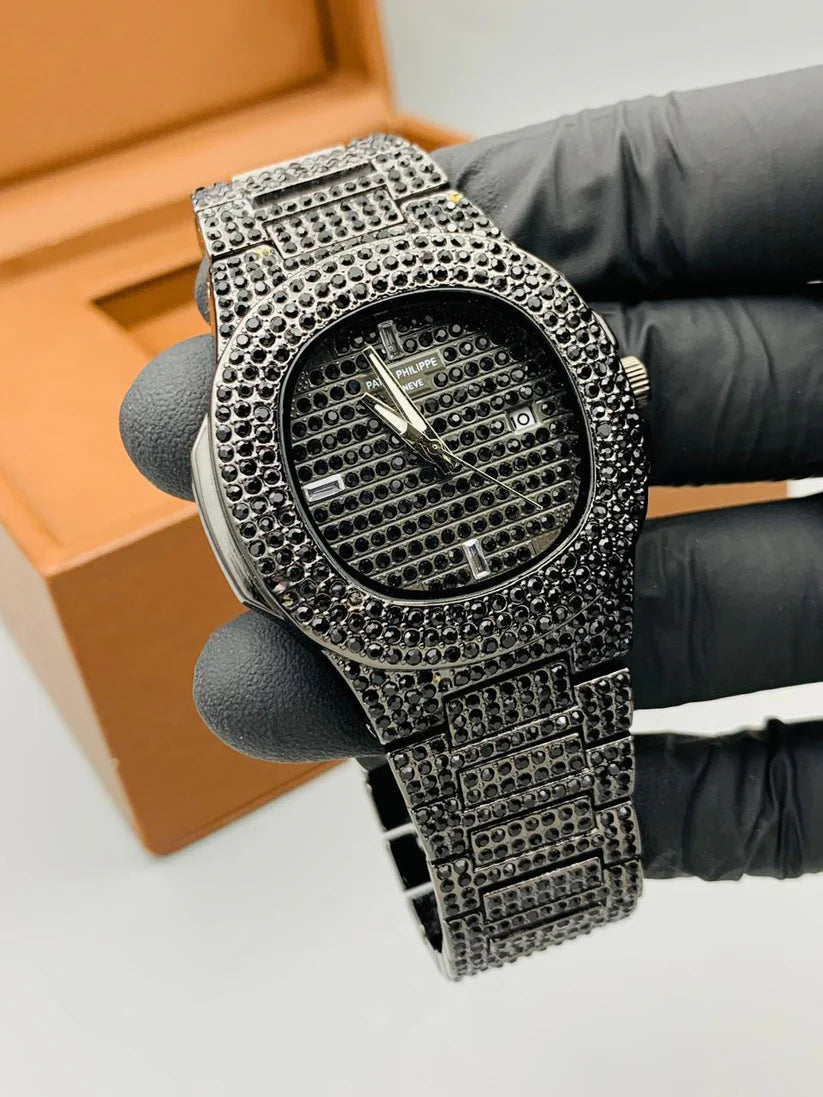 Patek Black Stone-Studded