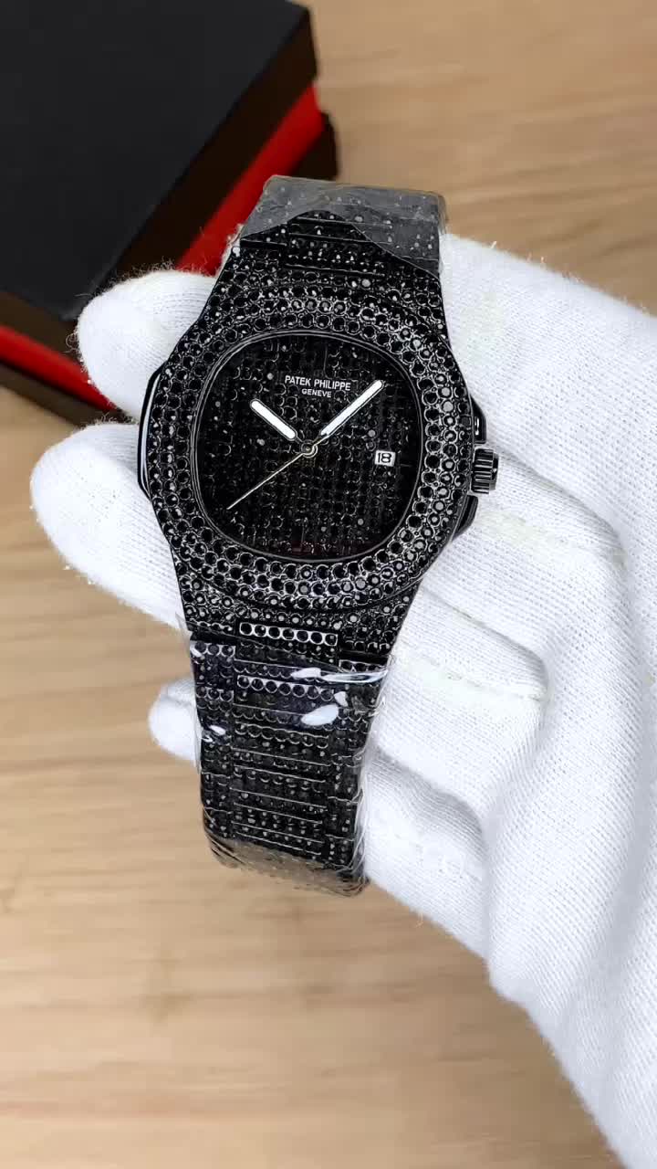 Patek Black Stone-Studded